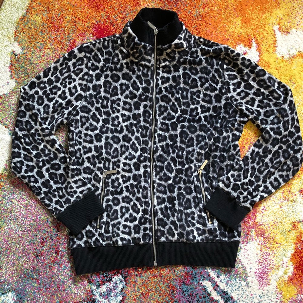 MICHAEL KORS Snow Leopard Velour Track Jacket